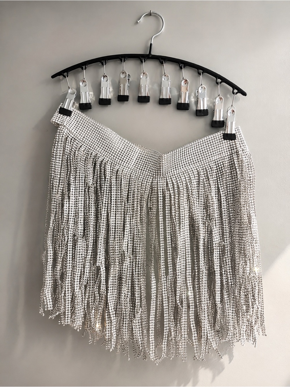 Silver Fringe Mini Skirt